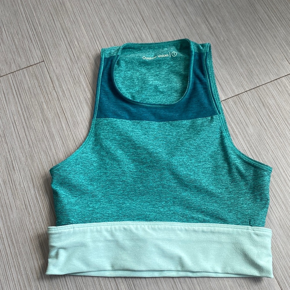 Outdoor voices colorblocked crop top sports bra